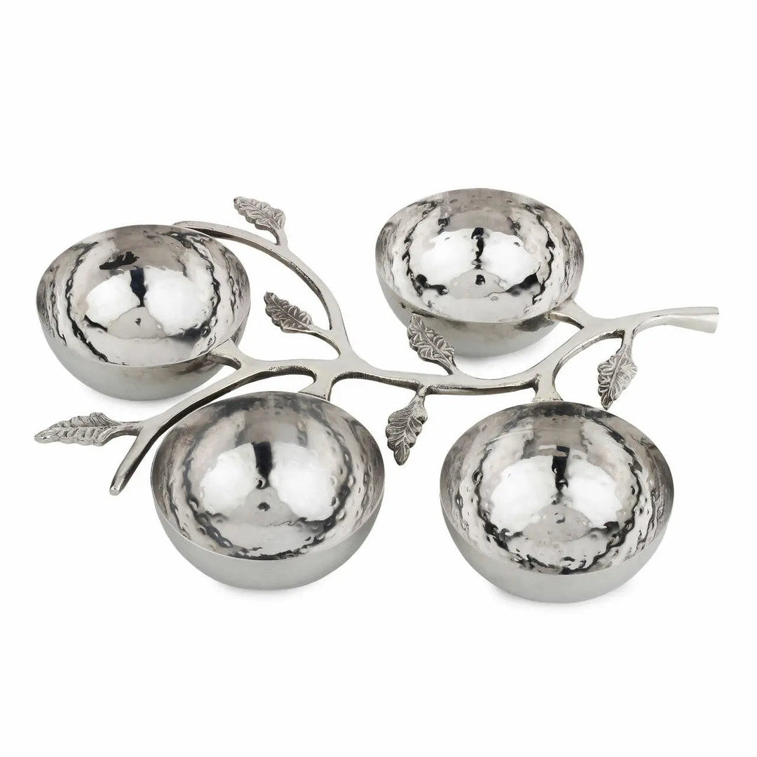 Hammered Stainless Steel Leaf Serveware Set, 4 Ct.