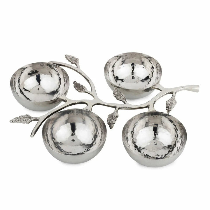 Hammered Stainless Steel Leaf Serveware Set, 4 Ct.