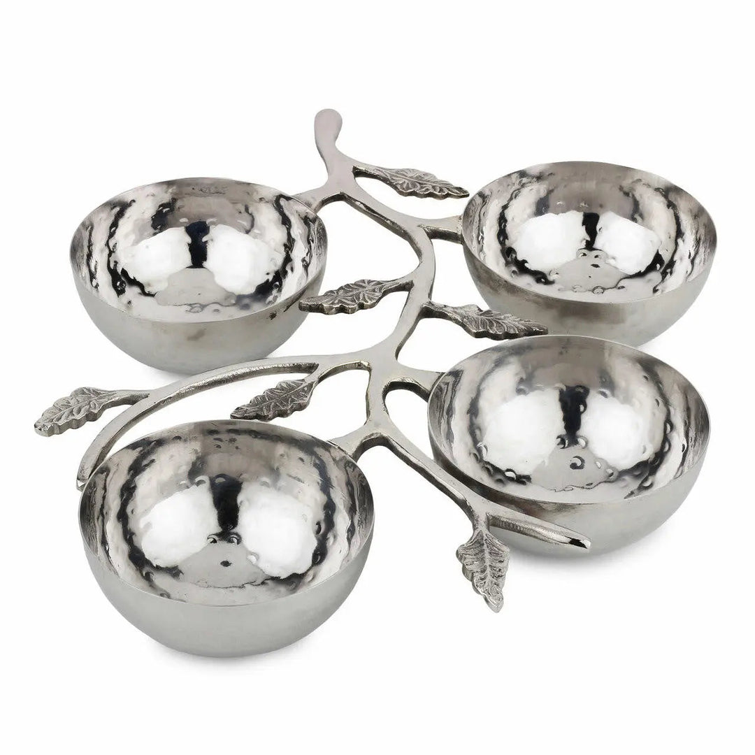 Hammered Stainless Steel Leaf Serveware Set, 4 Ct.