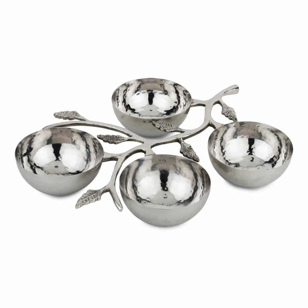 Hammered Stainless Steel Leaf Serveware Set, 4 Ct.