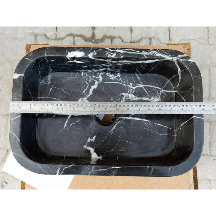 Handcrafted Black Marble Wall-Mount Sink 12" x 18" 3-4 weeks / (W)12" (L)18" (H)7" / Polished FIXTURES Gobek USA Solar &amp; Sprout