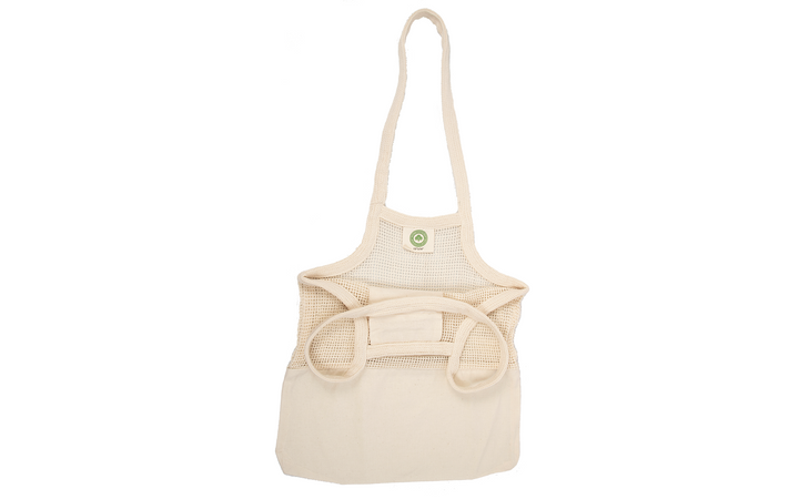 Organic Cotton Mesh Panel Market Tote Bag