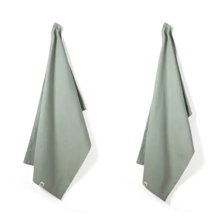 Herringbone Cotton Tea Towel Set Dove Grey TOWELS WILD &amp; STONE Solar &amp; Sprout