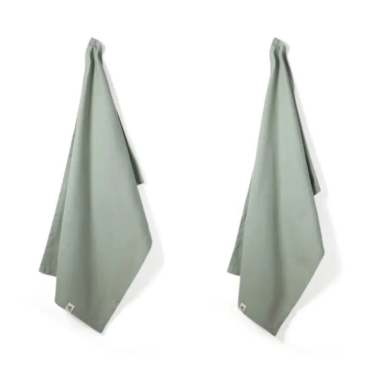 Herringbone Cotton Tea Towel Set Dove Grey TOWELS WILD &amp; STONE Solar &amp; Sprout