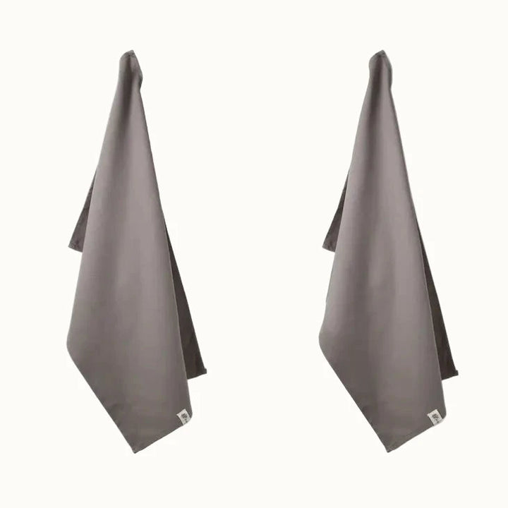 Herringbone Cotton Tea Towel Set Dove Grey TOWELS WILD &amp; STONE Solar &amp; Sprout