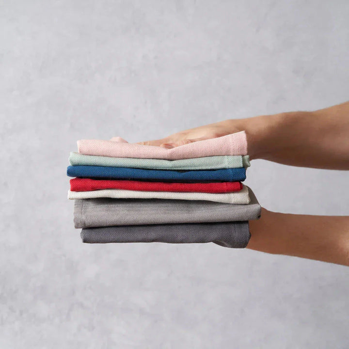 Herringbone Cotton Tea Towel Set Dove Grey TOWELS WILD &amp; STONE Solar &amp; Sprout