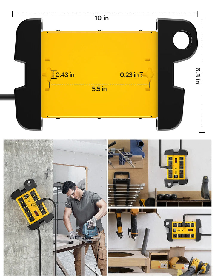 Mountable 10-Outlet Surge Protector