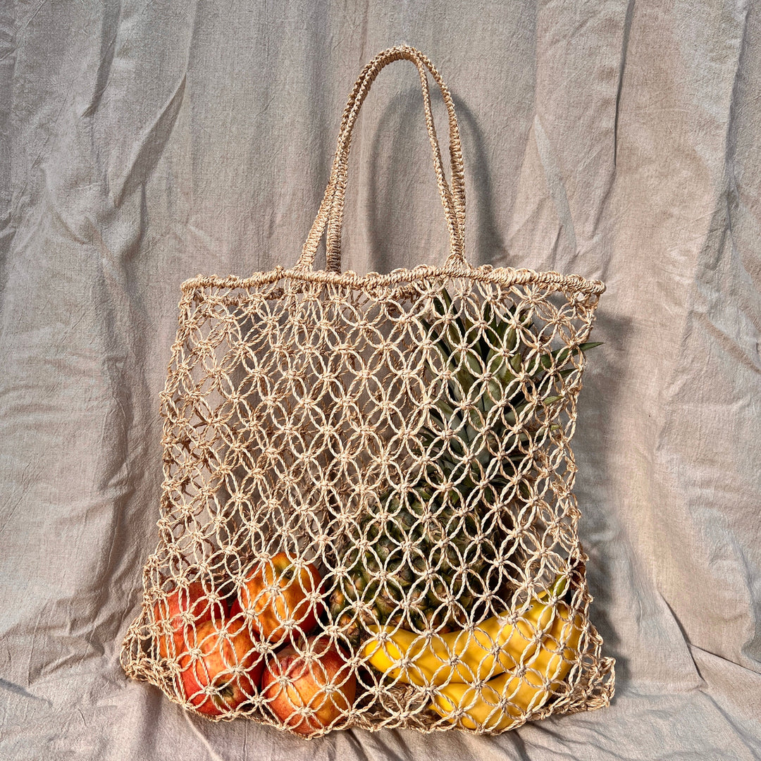 Handcrafted Abaca Market Tote Bag, 15" x 15"
