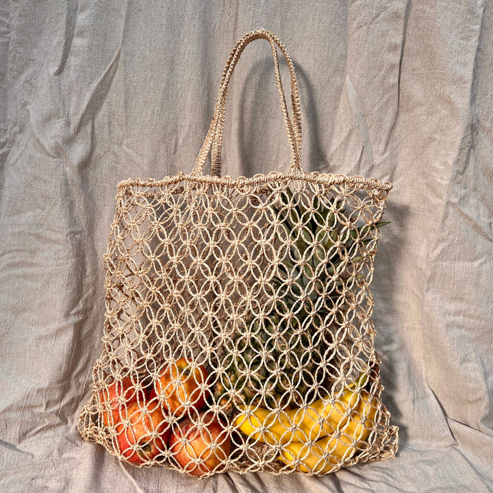 Handcrafted Abaca Market Tote Bag, 15" x 15"