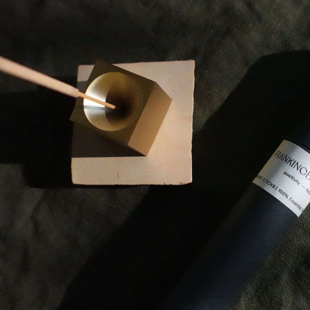 Minimalist Brass Cube Incense Holder Decor