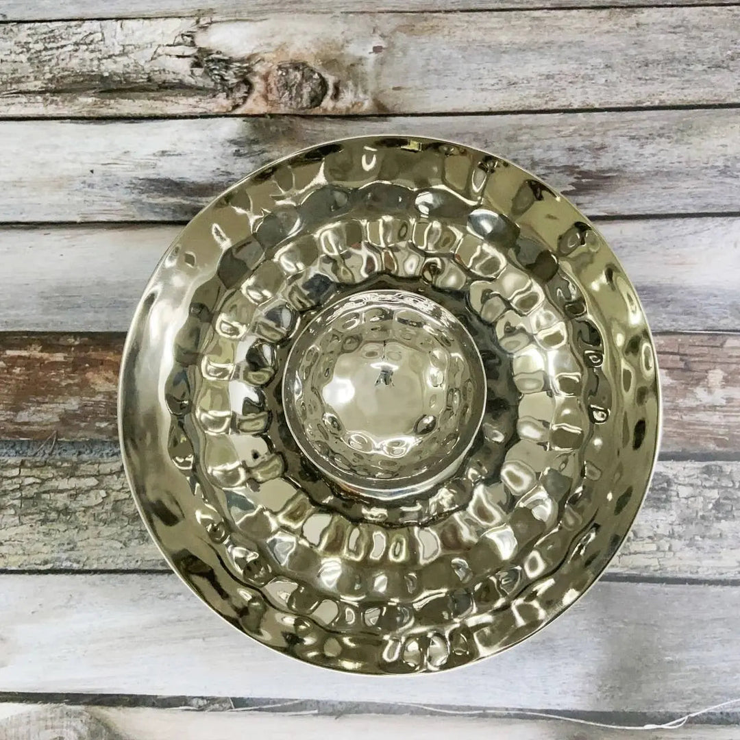 Hammered 18/8 Stainless Steel Chip &amp; Dip Serveware