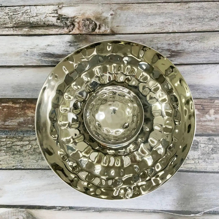 Hammered 18/8 Stainless Steel Chip &amp; Dip Serveware