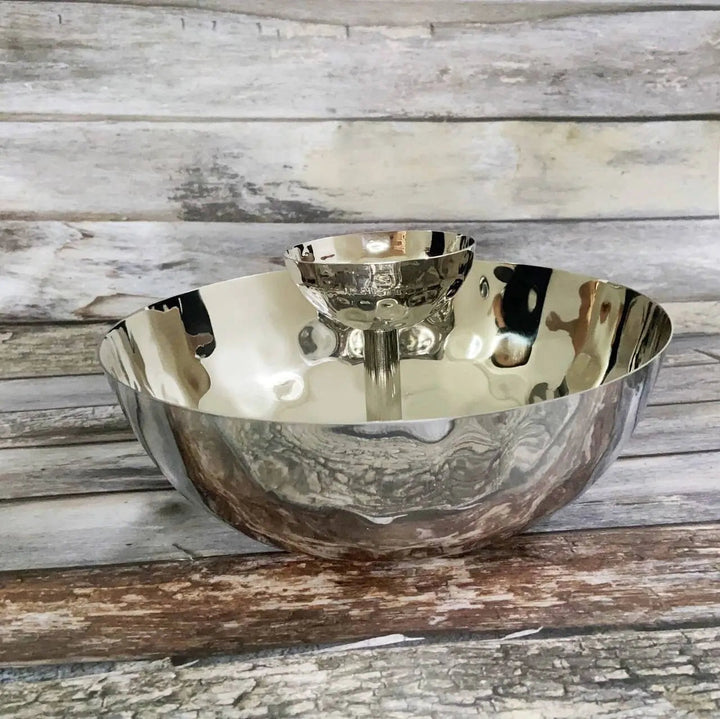 Hammered 18/8 Stainless Steel Chip &amp; Dip Serveware