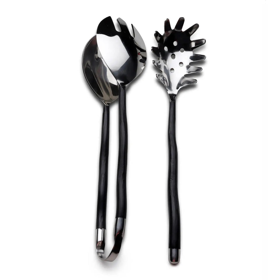 Handcrafted 18/8 Stainless Steel Pasta Server Set, Burnt Black, 2 Ct.