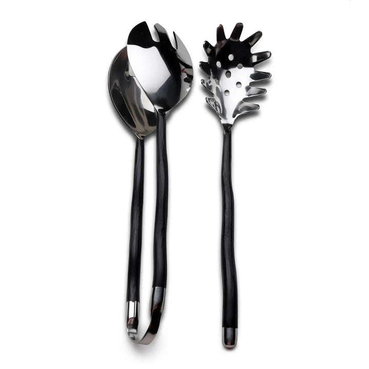 Handcrafted 18/8 Stainless Steel Pasta Server Set, Burnt Black, 2 Ct.