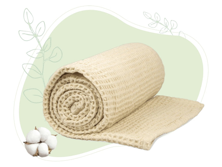 Organic Cotton Waffle Weave Throw Blanket, 60" x 50"