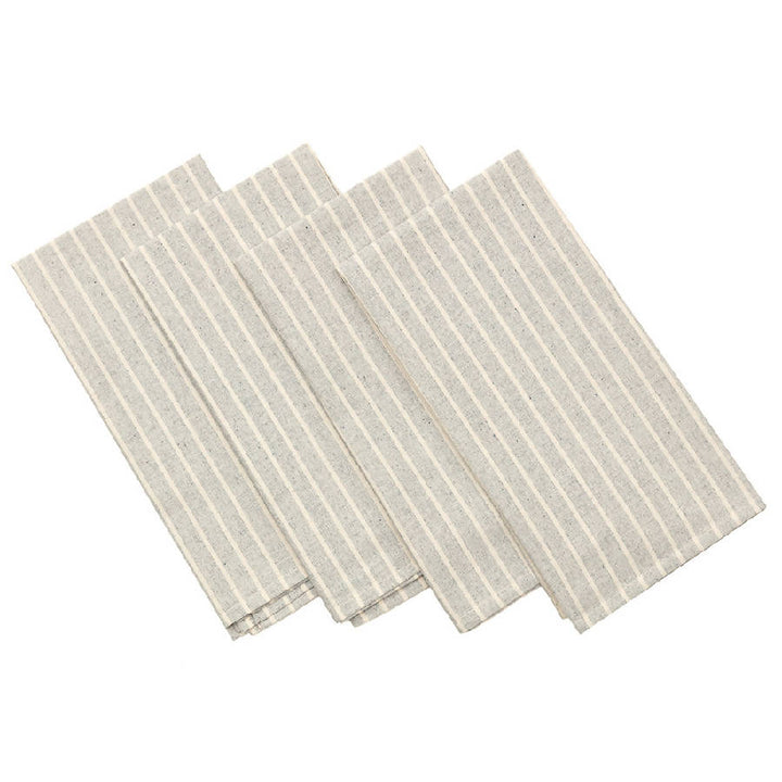 Upcycled Cotton Cloth Table Napkins, Striped Grey, 4 Ct.