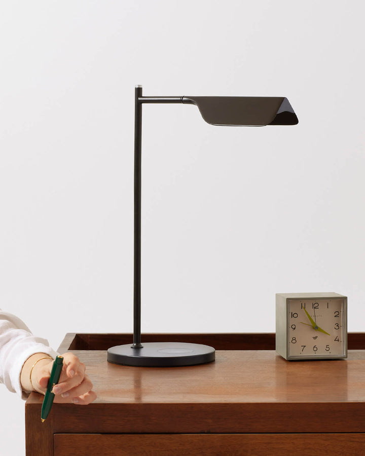 Touch Dimmer Swing Arm Leaf Table Lamp, Black