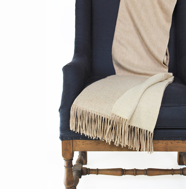 Pure Merino Wool Reversible Throw Blanket, 50" x 70"