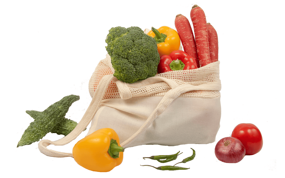 Organic Cotton Mesh Panel Market Tote Bag