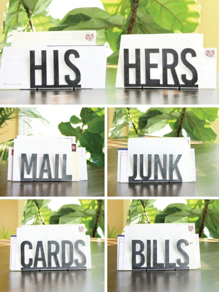 Handcrafted Steel Mail Organizer, 6" x 2" x 3.25"