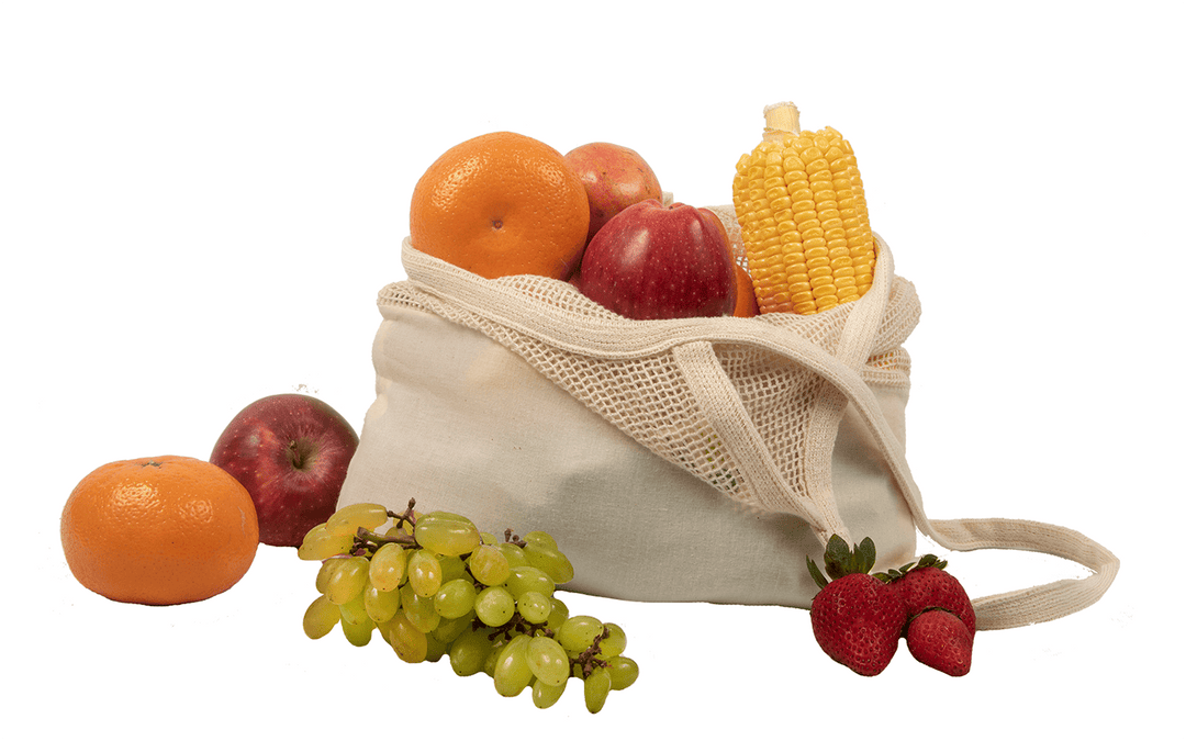 Organic Cotton Mesh Panel Market Tote Bag