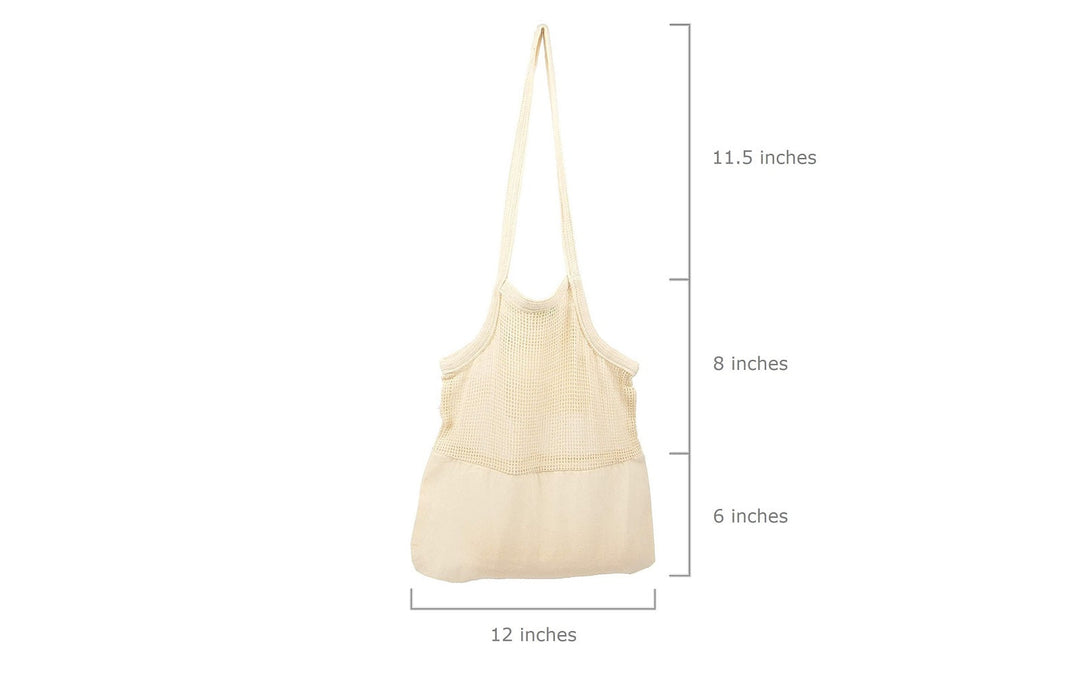 Organic Cotton Mesh Panel Market Tote Bag