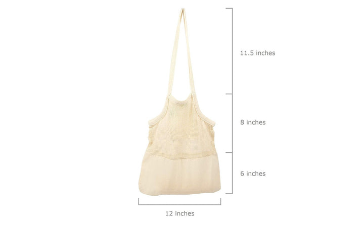 Organic Cotton Mesh Panel Market Tote Bag