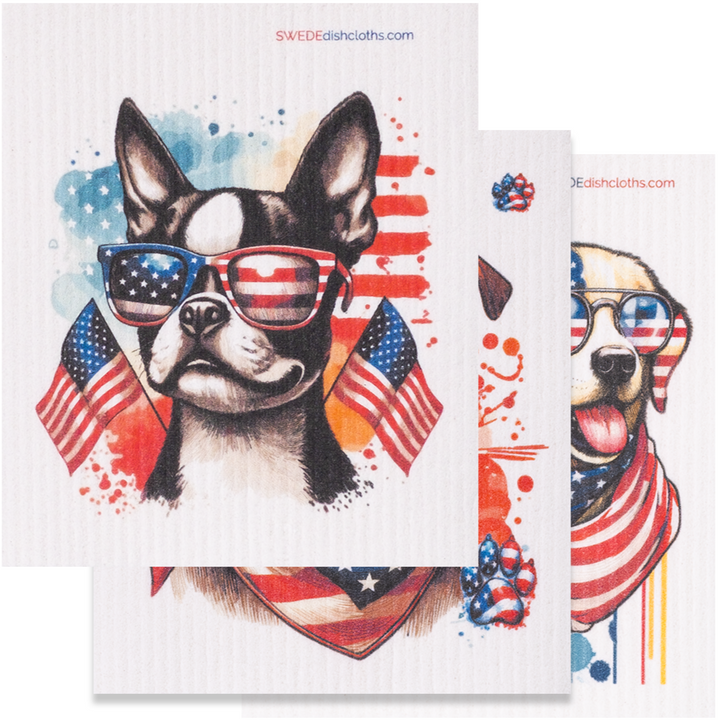Compostable Cellulose Dog-Print Dishcloths, 3 Ct.