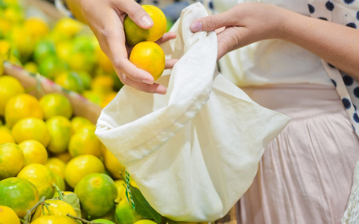 Organic Cotton Muslin Drawstring Produce Bags