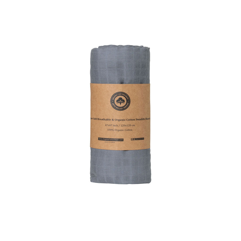 Organic Cotton Muslin Baby Swaddle Blanket, 47" x 47"
