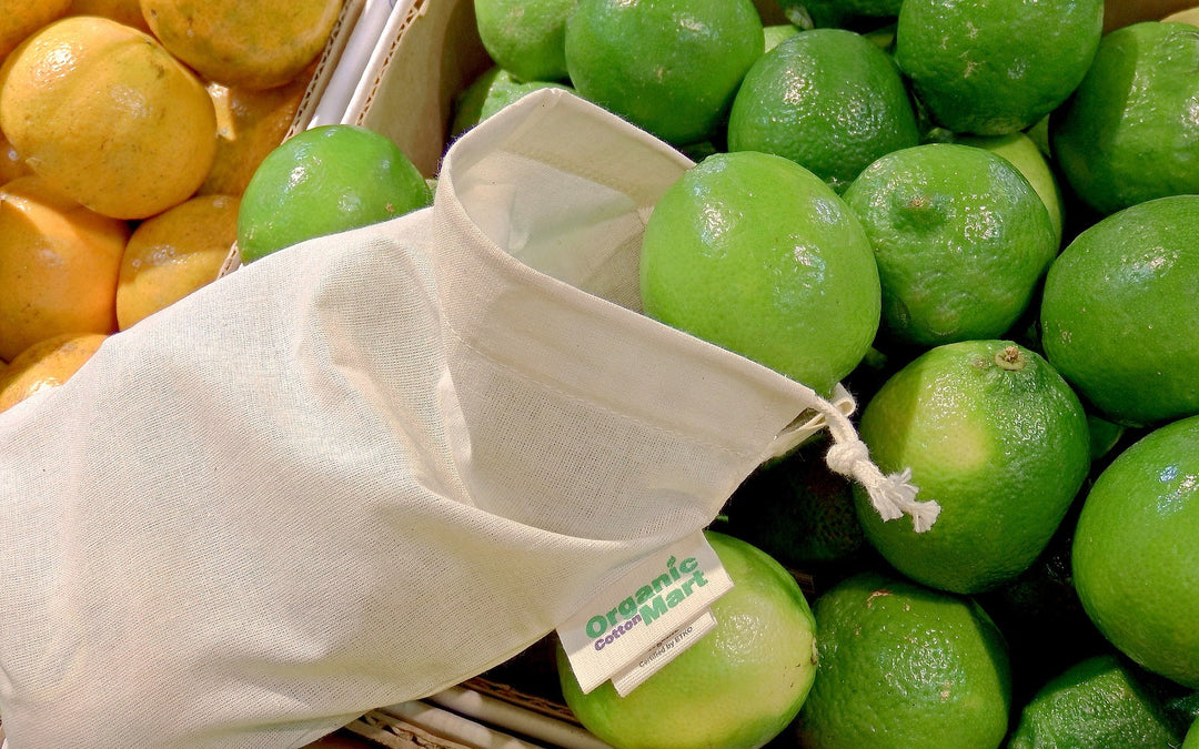 Organic Cotton Muslin Drawstring Produce Bags