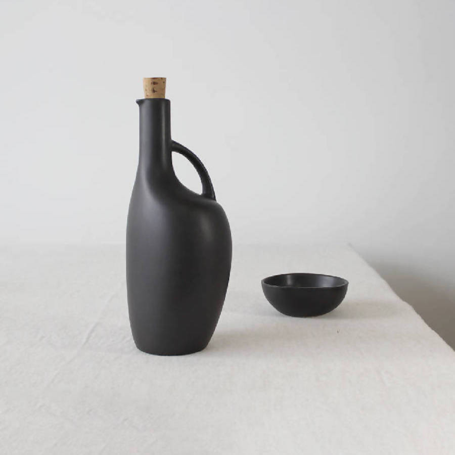 Handcrafted Stoneware Canard Oil Bottle, 34 oz.
