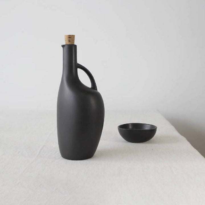 Handcrafted Stoneware Canard Oil Bottle, 34 oz.