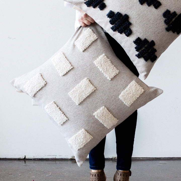 Handcrafted Textured Cotton Throw Pillow, Natural White