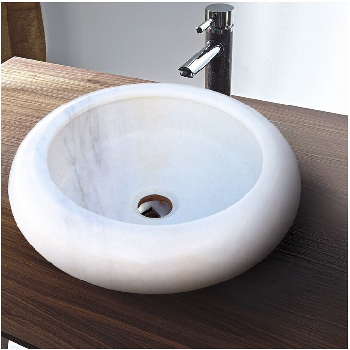 Handcrafted White Marble Vessel Sink 15.5" x  6"