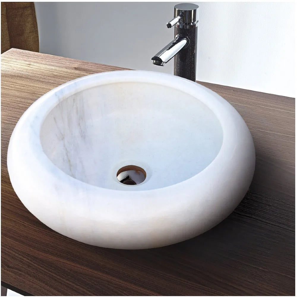 Carrara White Marble Vessel Sink