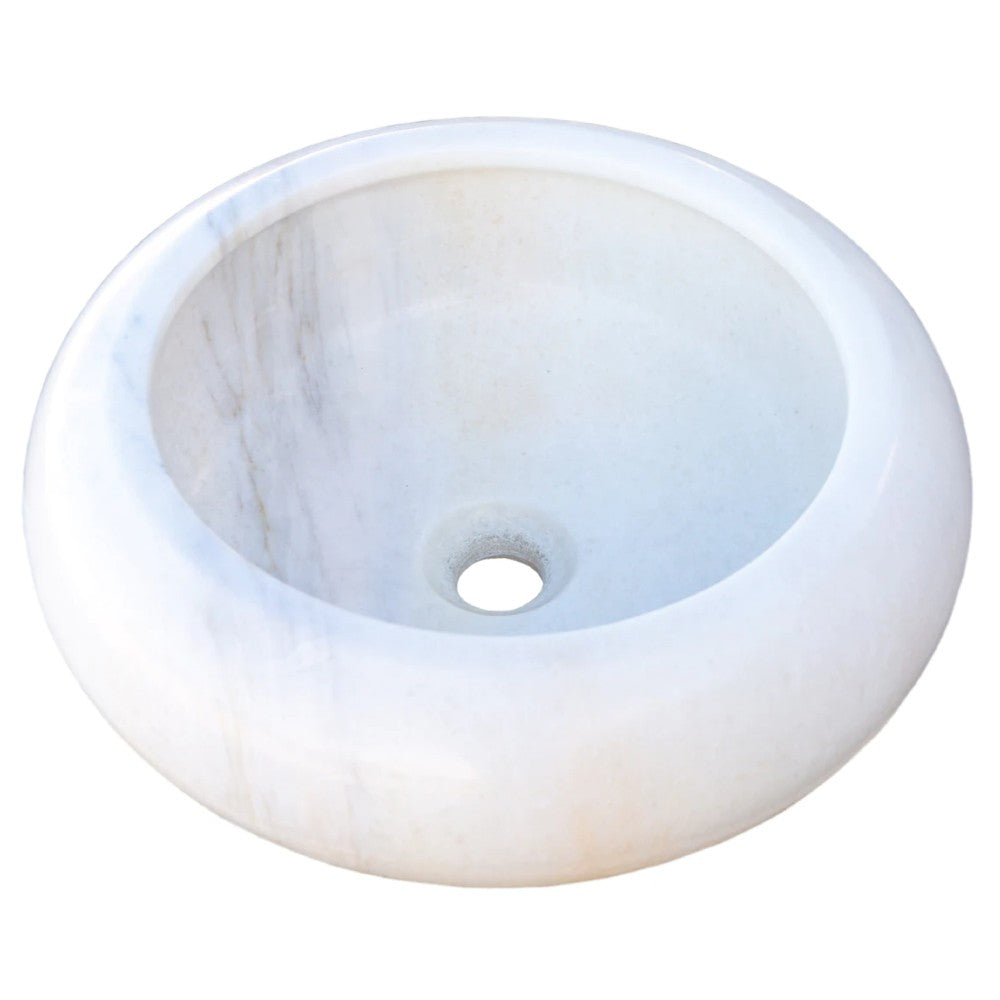 Handcrafted White Marble Vessel Sink 15.5" x  6"