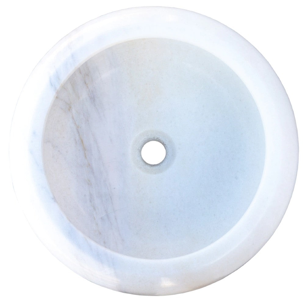 Handcrafted White Marble Vessel Sink 15.5" x  6"