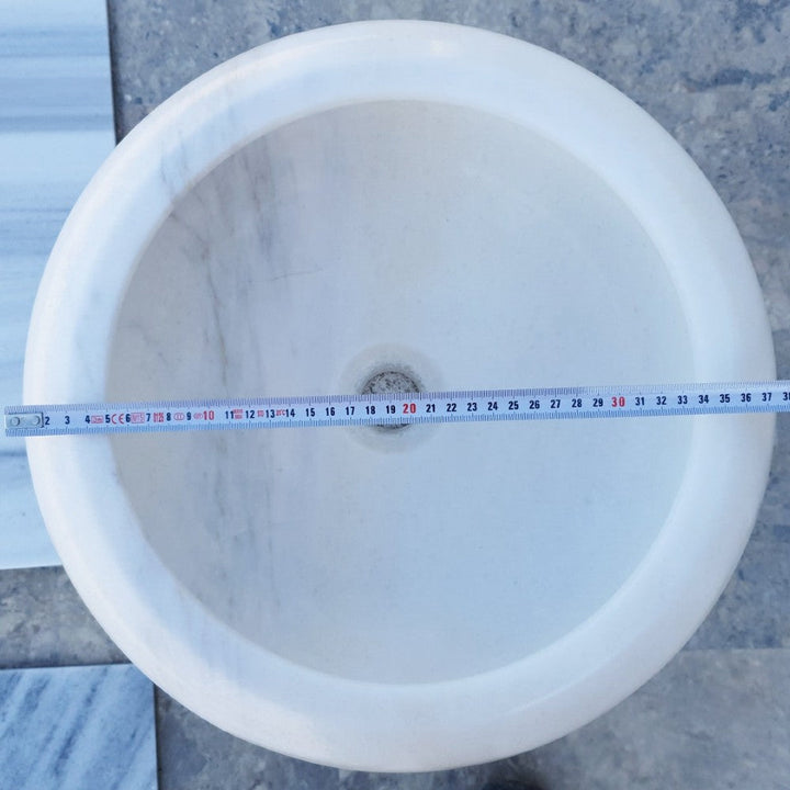 Handcrafted White Marble Vessel Sink 15.5" x  6"