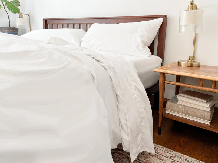 Percale Cotton Sheet Set White
