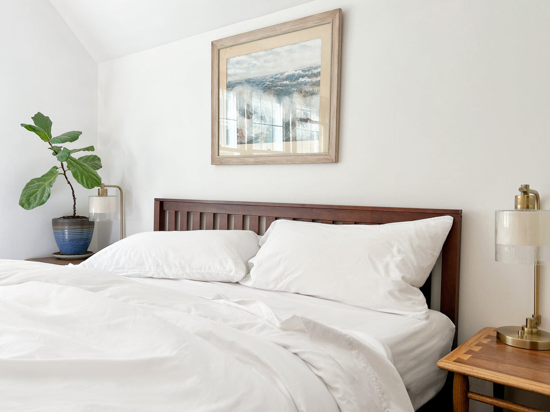 Organic Percale Cotton Bedding Sheet Set, White