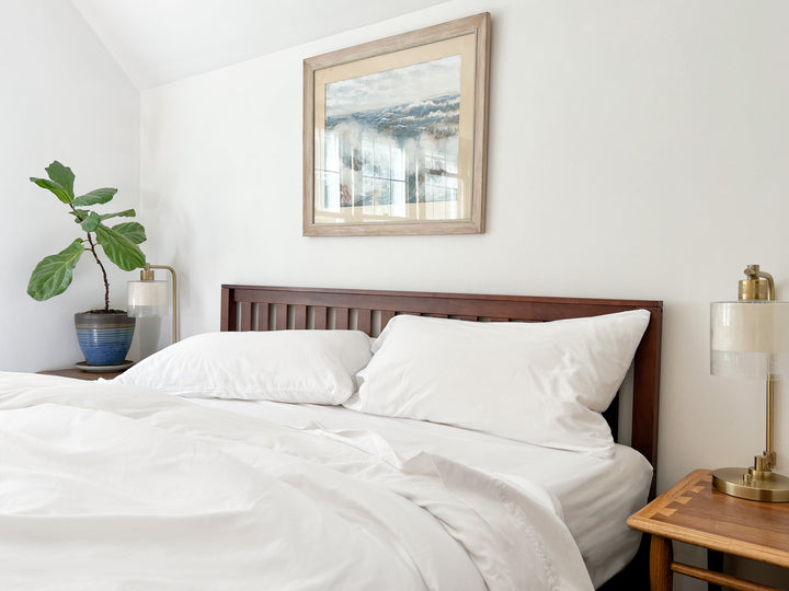 Organic Percale Cotton Bedding Sheet Set, White