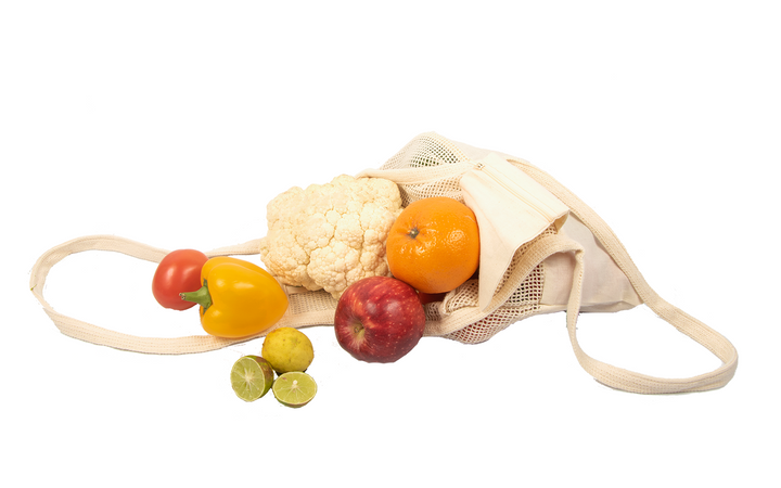 Organic Cotton Mesh Panel Market Tote Bag