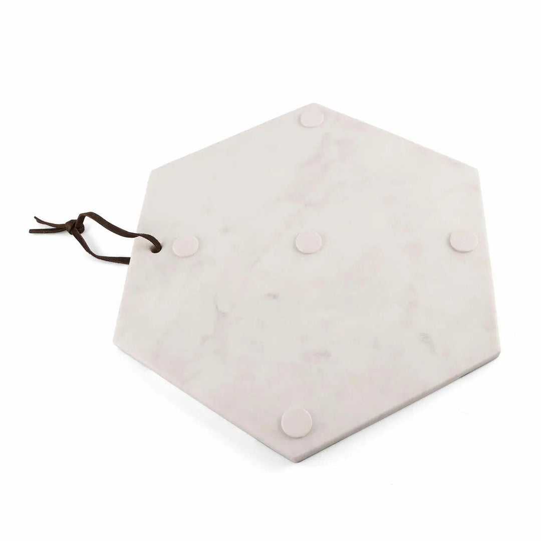 Handcrafted Marble &amp; Mother of Pearl Hexagonal Serveware Board