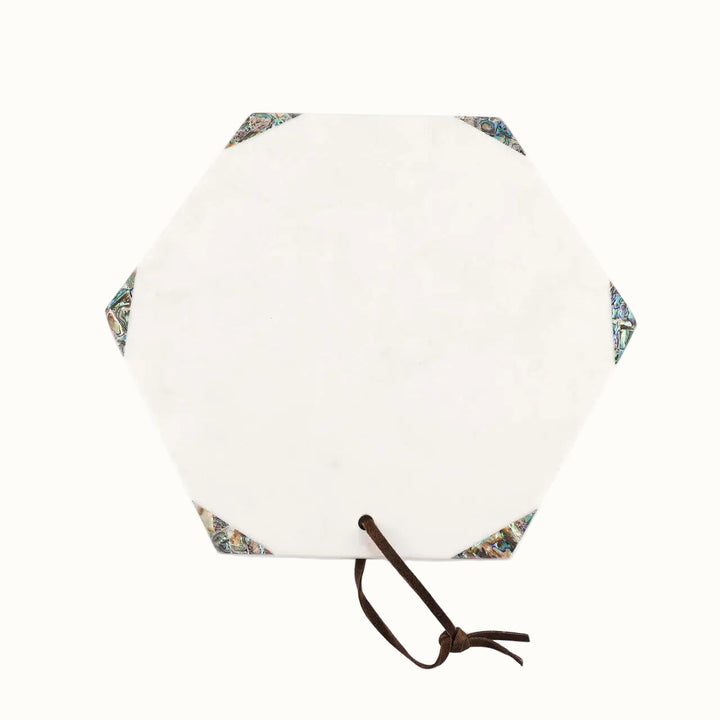 Handcrafted Marble &amp; Mother of Pearl Hexagonal Serveware Board