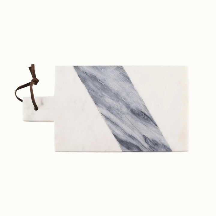 Handcrafted Agra Marble Paddle Serveware, White &amp; Gray