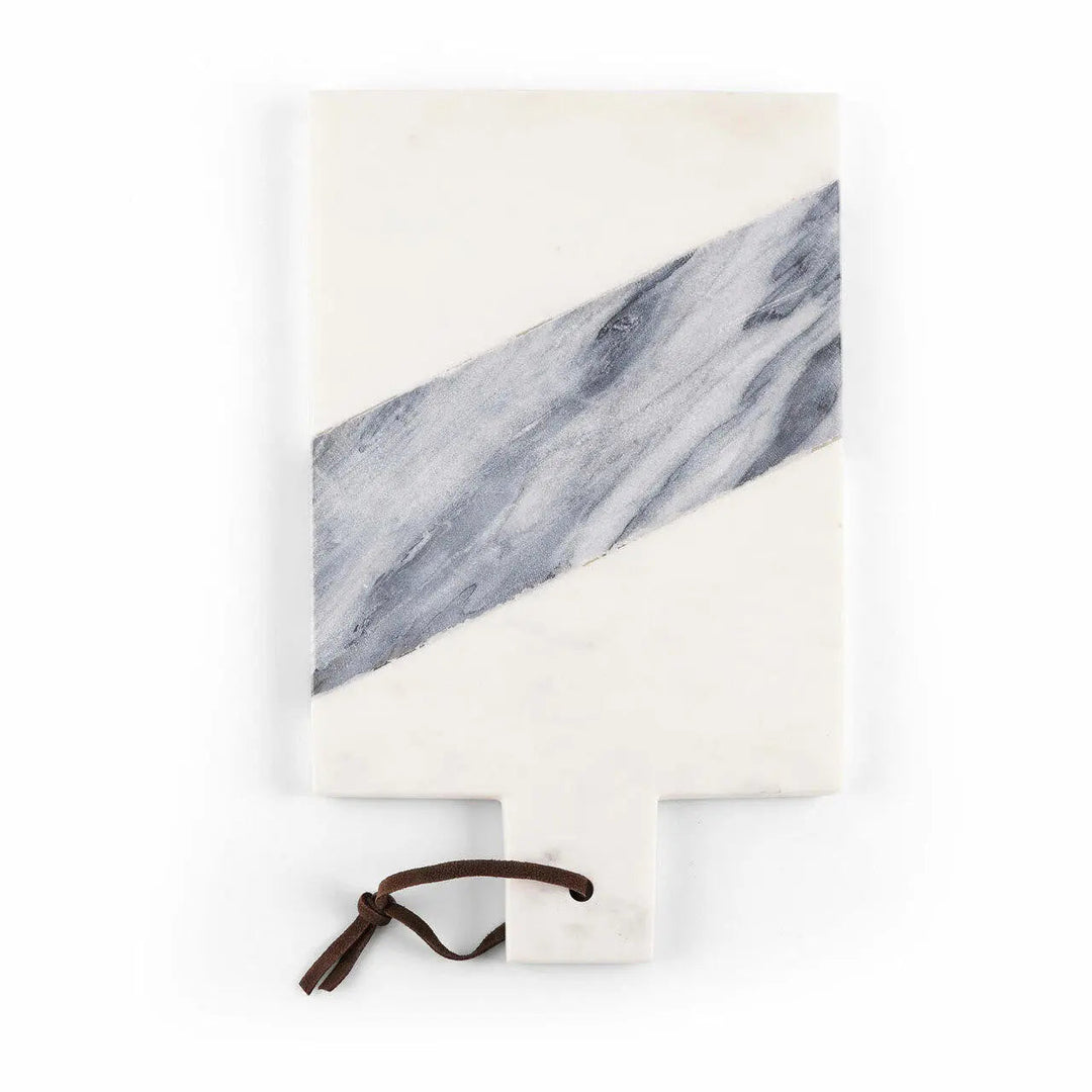 Handcrafted Agra Marble Paddle Serveware, White &amp; Gray