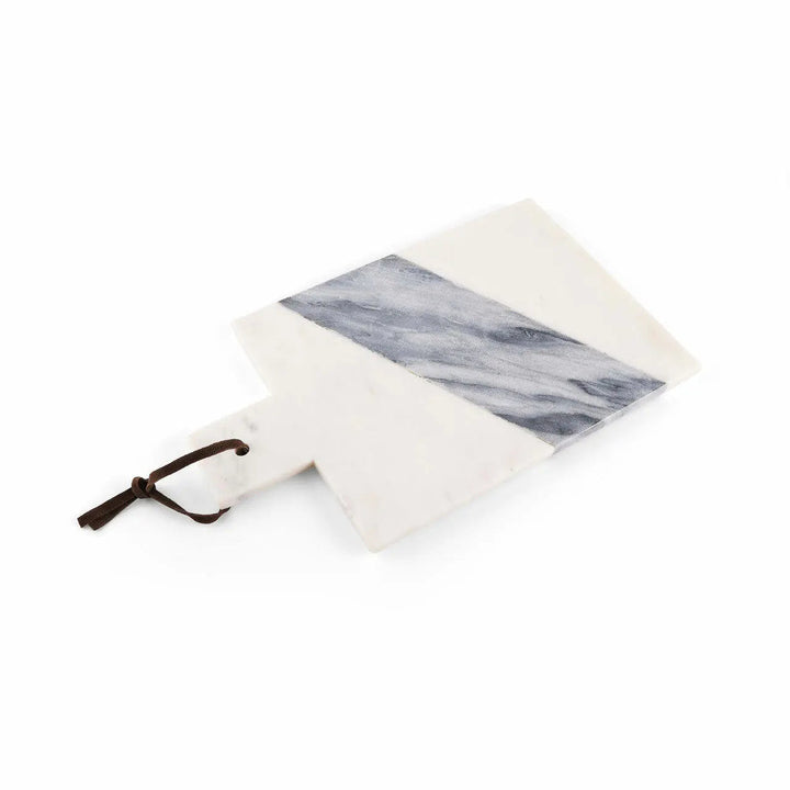 Handcrafted Agra Marble Paddle Serveware, White &amp; Gray