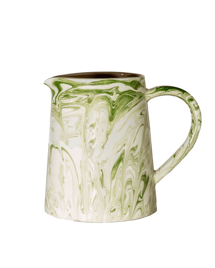 Handcrafted Moroccan Ceramic Pitcher, Olive, 7"